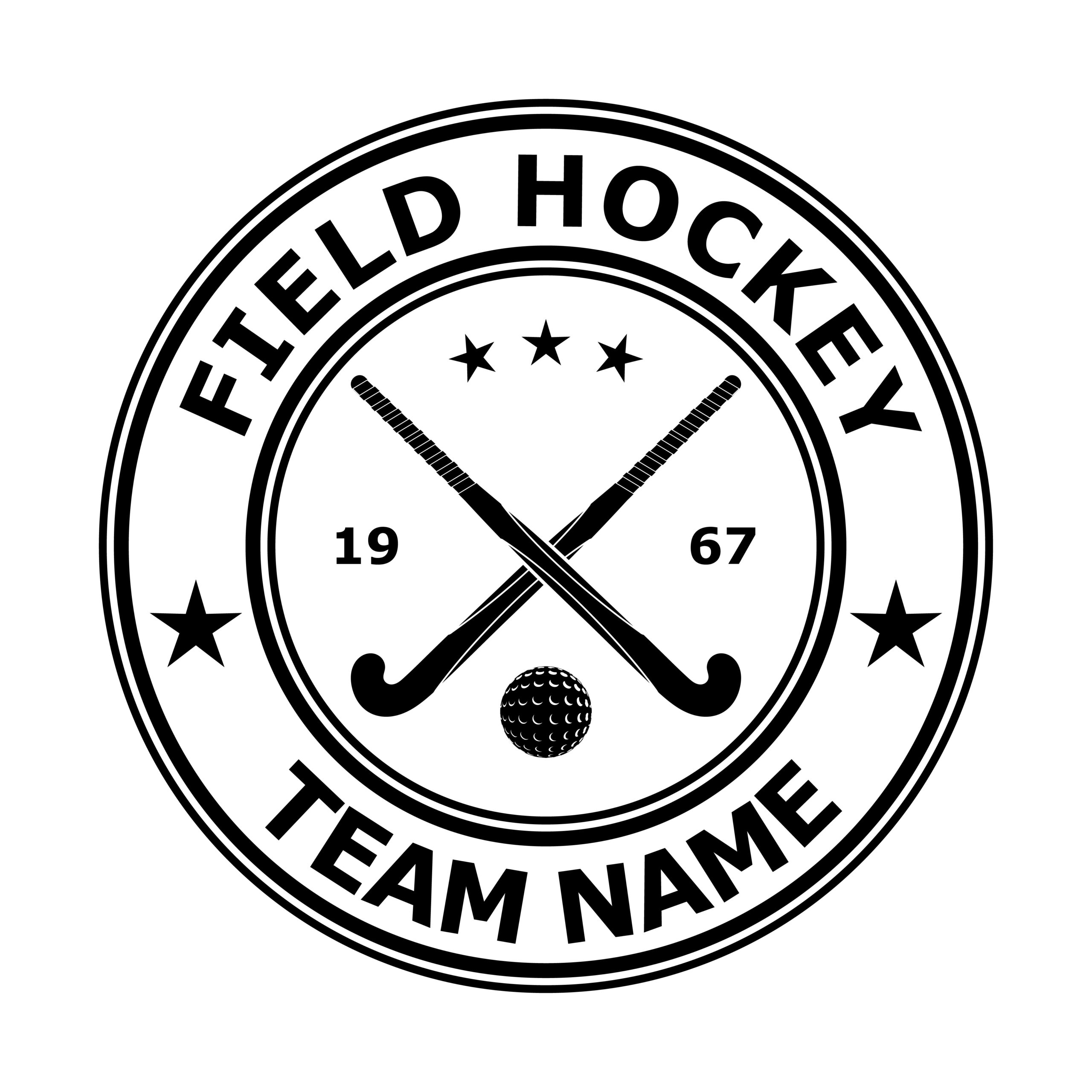 Black badge emblem design field hockey. Vector illustration